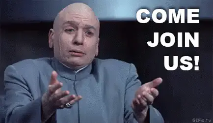 Dr Evil, beckoning with one finger: come join us